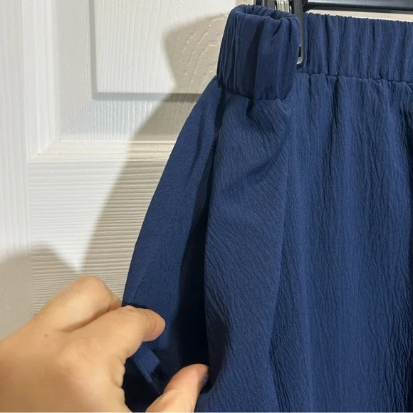 Emery Rose Elegant Navy A-Line Skirt - Picture 3 of 5